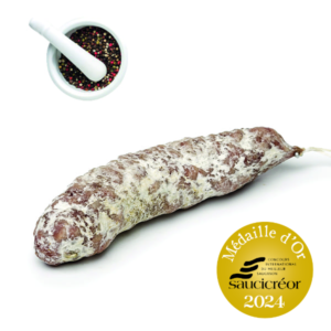 Saucisson aux 5 baies poivrées, charcuterie artisanale épicée d'Auvergne
